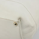 CHANEL Tote Bag Caviar Skin White Brown CC Auth BA14692-16