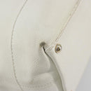 CHANEL Tote Bag Caviar Skin White Brown CC Auth BA14692-17