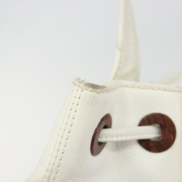 CHANEL Tote Bag Caviar Skin White Brown CC Auth BA14692