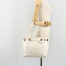 CHANEL Tote Bag Caviar Skin White Brown CC Auth BA14692-26