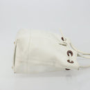 CHANEL Tote Bag Caviar Skin White Brown CC Auth BA14692-3