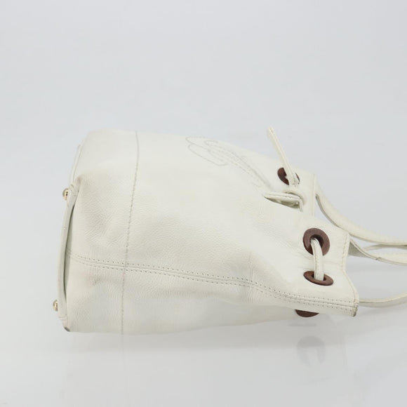 CHANEL Tote Bag Caviar Skin White Brown CC Auth BA14692