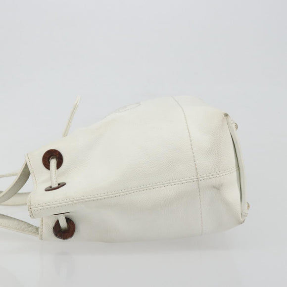 CHANEL Tote Bag Caviar Skin White Brown CC Auth BA14692