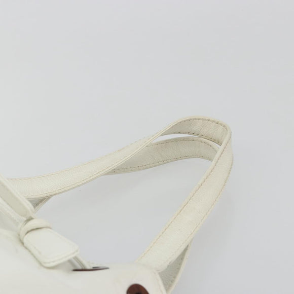 CHANEL Tote Bag Caviar Skin White Brown CC Auth BA14692