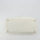 CHANEL Tote Bag Caviar Skin White Brown CC Auth BA14692-5