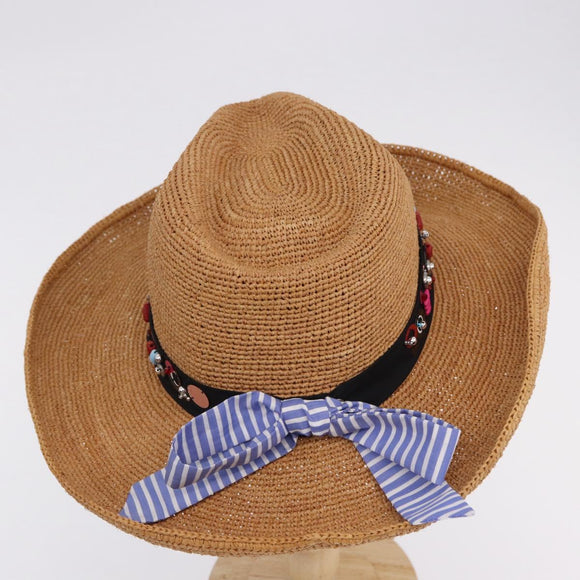 PRADA Hat Straw Brown Auth BA14694M