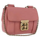 Chloe Elsie Chain Shoulder Bag Leather Pink Gold Tone Auth BA14696A-1