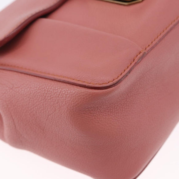Chloe Elsie Chain Shoulder Bag Leather Pink Gold Tone Auth BA14696A