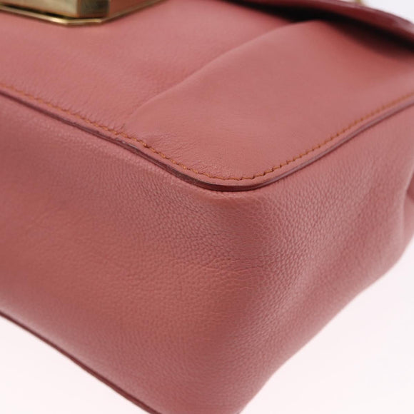 Chloe Elsie Chain Shoulder Bag Leather Pink Gold Tone Auth BA14696A