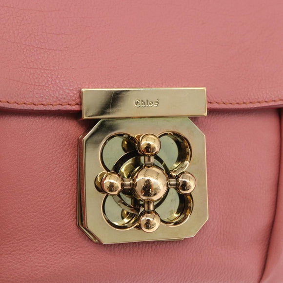 Chloe Elsie Chain Shoulder Bag Leather Pink Gold Tone Auth BA14696A
