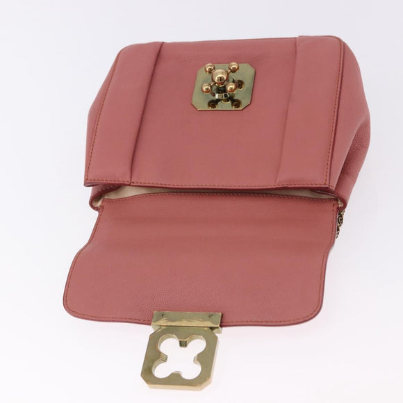 Chloe Elsie Chain Shoulder Bag Leather Pink Gold Tone Auth BA14696A