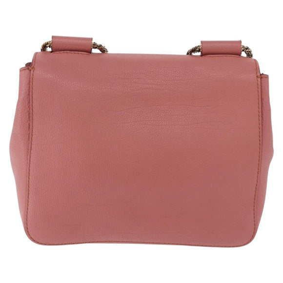 Chloe Elsie Chain Shoulder Bag Leather Pink Gold Tone Auth BA14696A