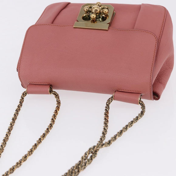 Chloe Elsie Chain Shoulder Bag Leather Pink Gold Tone Auth BA14696A