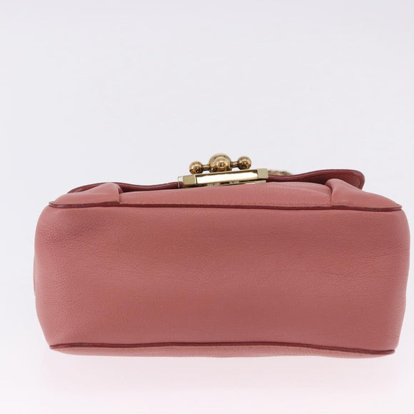 Chloe Elsie Chain Shoulder Bag Leather Pink Gold Tone Auth BA14696A