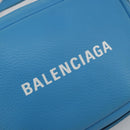 BALENCIAGA Every Day Shoulder Bag Leather Light Blue Silver 489809 Auth BA14697A-15