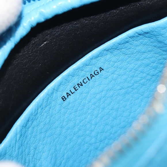 BALENCIAGA Every Day Shoulder Bag Leather Light Blue Silver 489809 Auth BA14697A