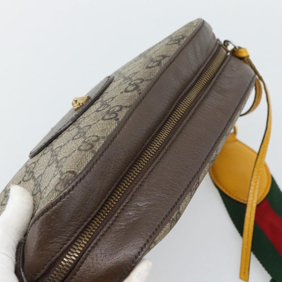 GUCCI GG Supreme Web Sherry Line Neo Vintage PVC Beige Gold 476466 Auth BA14698