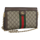 GUCCI GG Supreme Web Sherry Ophidia Chain Shoulder Bag PVC 503877 Auth BA14699-1
