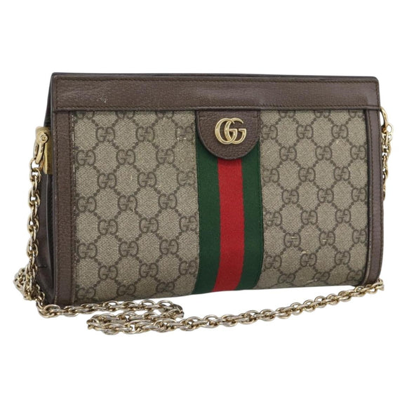 GUCCI GG Supreme Web Sherry Ophidia Chain Shoulder Bag PVC 503877 Auth BA14699