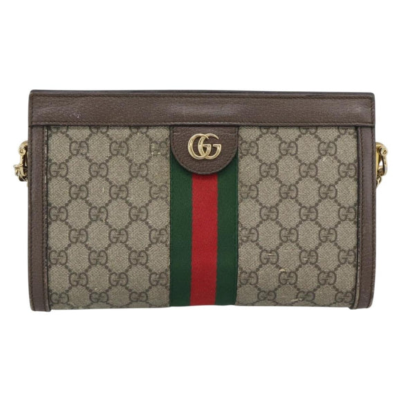 GUCCI GG Supreme Web Sherry Ophidia Chain Shoulder Bag PVC 503877 Auth BA14699