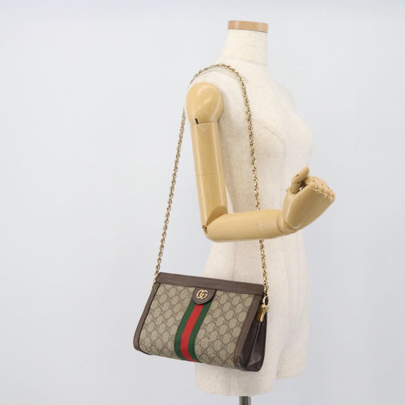 GUCCI GG Supreme Web Sherry Ophidia Chain Shoulder Bag PVC 503877 Auth BA14699