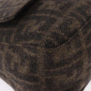 FENDI Zucca Mamma Baguette Shoulder Bag Wool Brown Silver Auth BA14700SAV-15