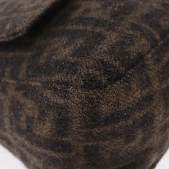 FENDI Zucca Mamma Baguette Shoulder Bag Wool Brown Silver Auth BA14700SAV