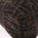 FENDI Zucca Mamma Baguette Shoulder Bag Wool Brown Silver Auth BA14700SAV-17