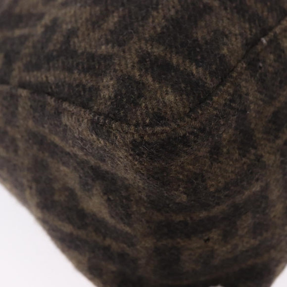 FENDI Zucca Mamma Baguette Shoulder Bag Wool Brown Silver Auth BA14700SAV
