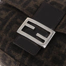 FENDI Zucca Mamma Baguette Shoulder Bag Wool Brown Silver Auth BA14700SAV-20