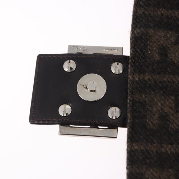 FENDI Zucca Mamma Baguette Shoulder Bag Wool Brown Silver Auth BA14700SAV