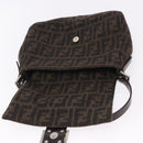 FENDI Zucca Mamma Baguette Shoulder Bag Wool Brown Silver Auth BA14700SAV-21