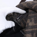 FENDI Zucca Mamma Baguette Shoulder Bag Wool Brown Silver Auth BA14700SAV-25