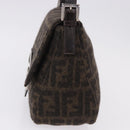 FENDI Zucca Mamma Baguette Shoulder Bag Wool Brown Silver Auth BA14700SAV-3