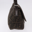 FENDI Zucca Mamma Baguette Shoulder Bag Wool Brown Silver Auth BA14700SAV-4