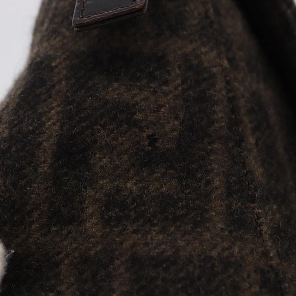 FENDI Zucca Mamma Baguette Shoulder Bag Wool Brown Silver Auth BA14700SAV