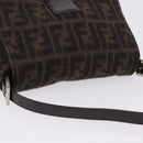 FENDI Zucca Mamma Baguette Shoulder Bag Wool Brown Silver Auth BA14700SAV-7