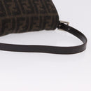 FENDI Zucca Mamma Baguette Shoulder Bag Wool Brown Silver Auth BA14700SAV-8