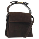 Salvatore Ferragamo Vala Shoulder Bag Suede 2way Brown Gold Tone Auth BA14706A-1