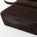 Salvatore Ferragamo Vala Shoulder Bag Suede 2way Brown Gold Tone Auth BA14706A-12