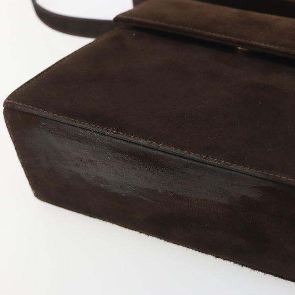 Salvatore Ferragamo Vala Shoulder Bag Suede 2way Brown Gold Tone Auth BA14706A