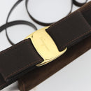 Salvatore Ferragamo Vala Shoulder Bag Suede 2way Brown Gold Tone Auth BA14706A-17