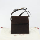 Salvatore Ferragamo Vala Shoulder Bag Suede 2way Brown Gold Tone Auth BA14706A-26
