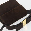 Salvatore Ferragamo Vala Shoulder Bag Suede 2way Brown Gold Tone Auth BA14706A-6