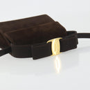 Salvatore Ferragamo Vala Shoulder Bag Suede 2way Brown Gold Tone Auth BA14706A-7