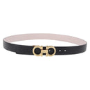 Salvatore Ferragamo Gancini Belt Leather Black Gold Tone Auth BA14708A-1
