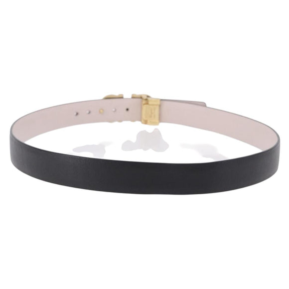 Salvatore Ferragamo Gancini Belt Leather Black Gold Tone Auth BA14708A
