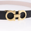 Salvatore Ferragamo Gancini Belt Leather Black Gold Tone Auth BA14708A-5