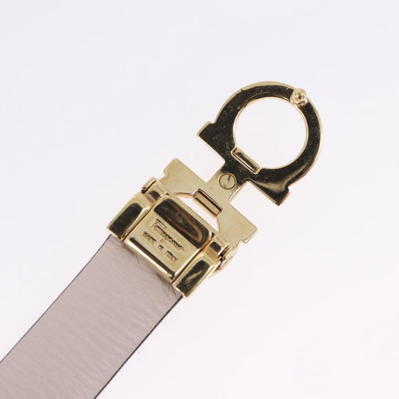Salvatore Ferragamo Gancini Belt Leather Black Gold Tone Auth BA14708A