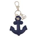 GUCCI Anchor Motif Key Ring Leather Navy Gold Tone Auth BA14709M-2